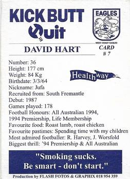 1997 Healthway Kick Butt Quit West Coast Eagles #7 David Hart Back